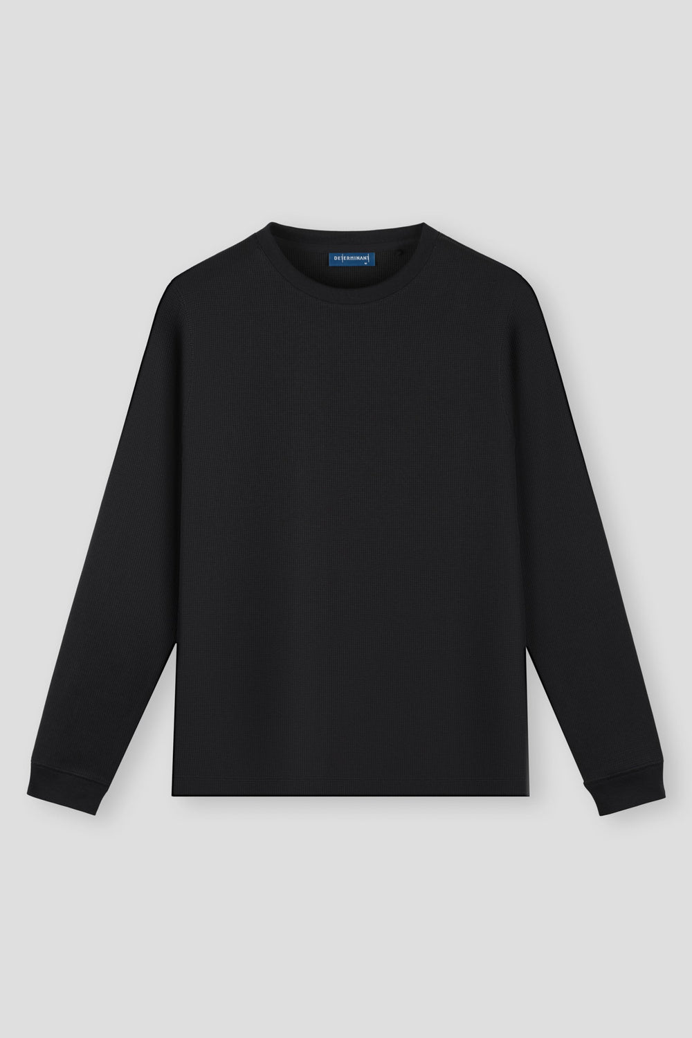 Waffle Crew Neck Long Sleeve T-Shirt | Black BKFD01