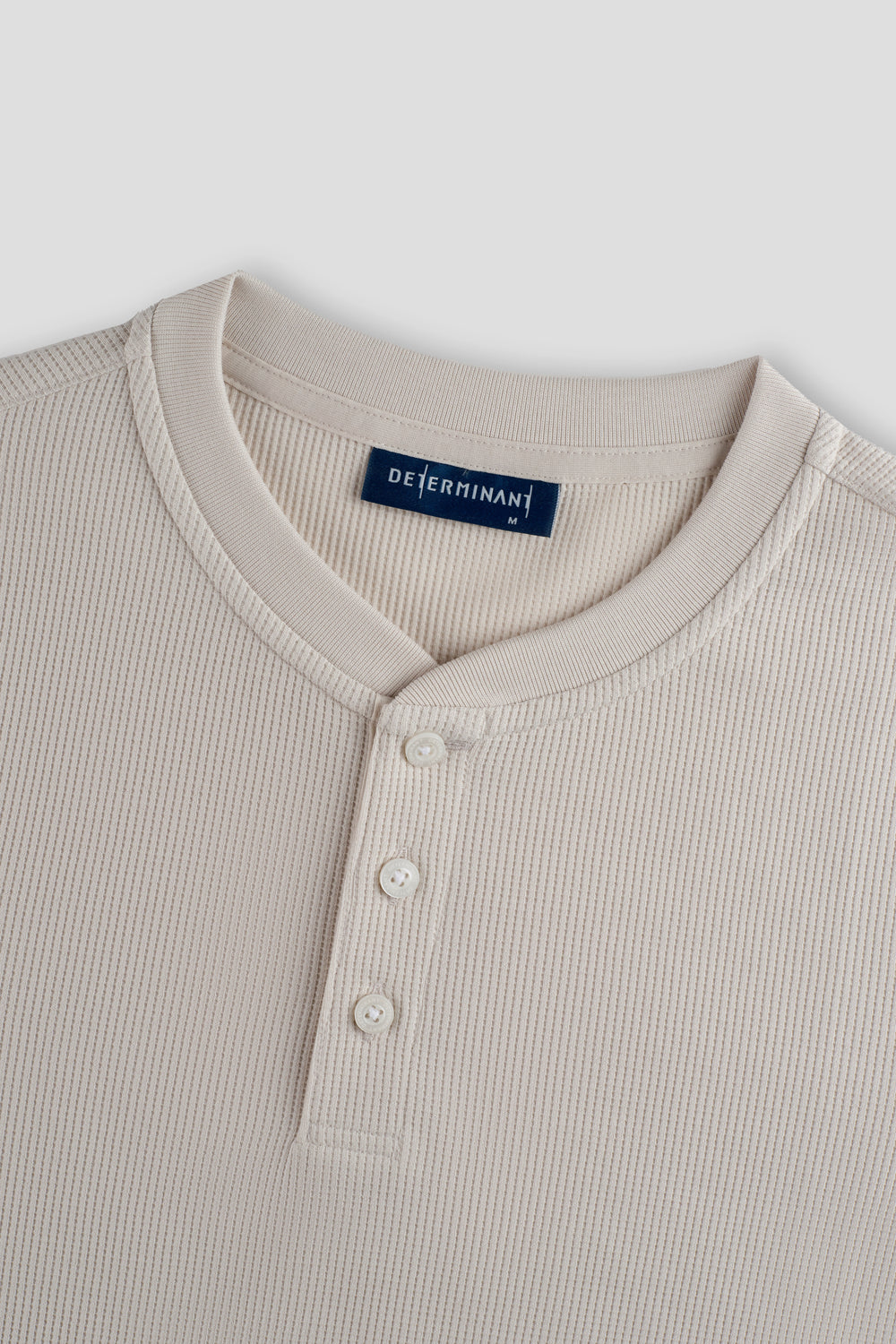 Waffle Henley 長袖T恤 | 淺米色 PT0404