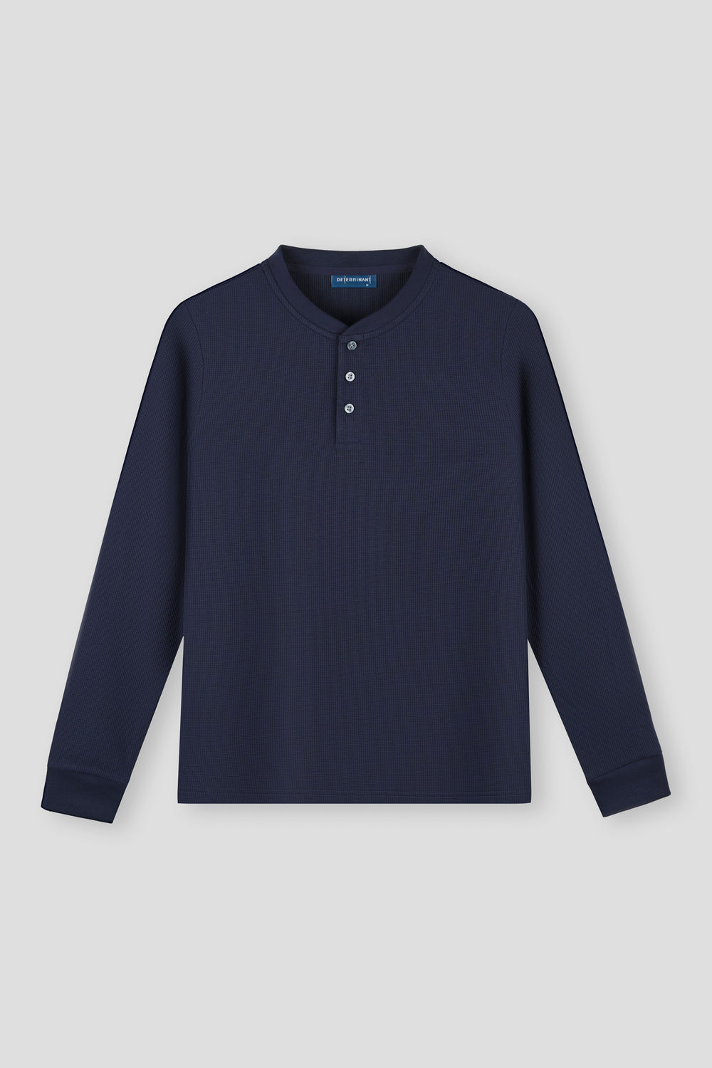 Waffle Henley Long Sleeve T-Shirt |深藍 NNY096