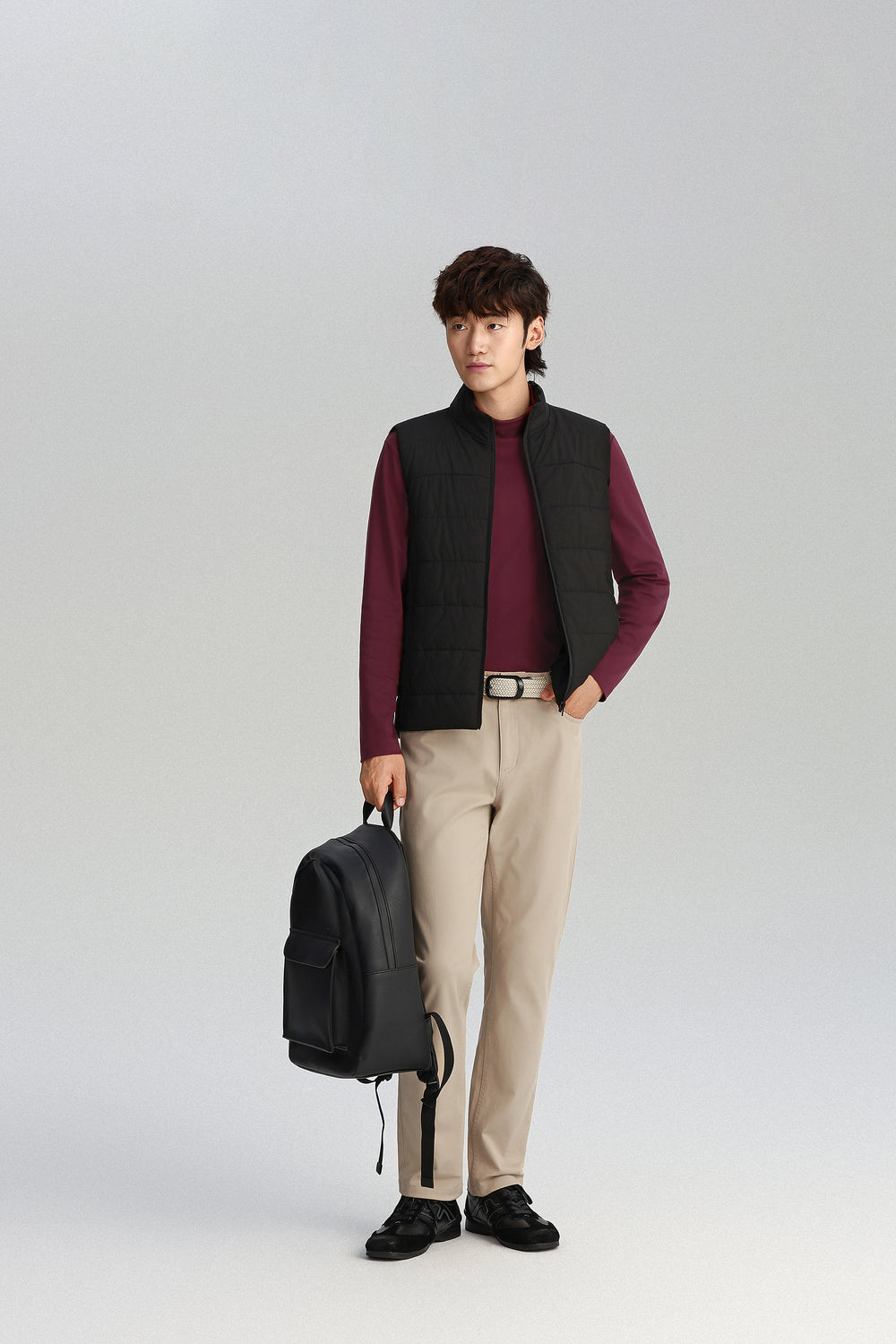 Merino-Blend Turtleneck Long Sleeve T-Shirt | Plum Burgundy PT1627