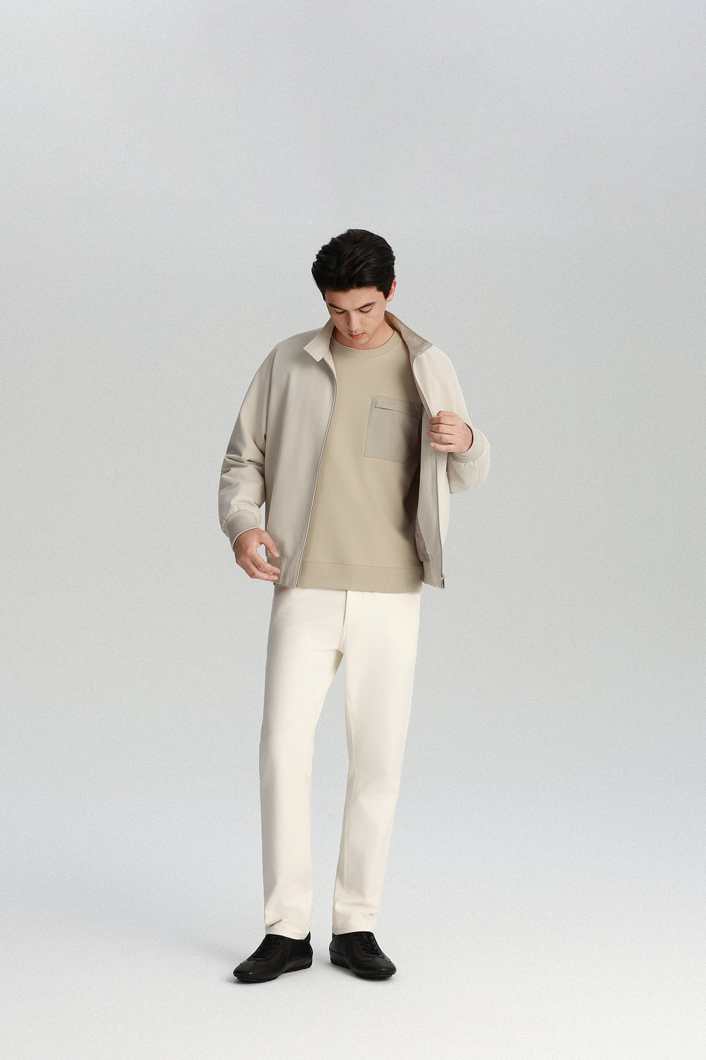 HeatGuard Twill Jacquard Patch Pocket Sweatshirt | Light Khaki PT1306