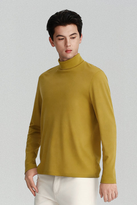 Merino-Blend Turtleneck Long Sleeve T-Shirt | Palm Yellow PT0839
