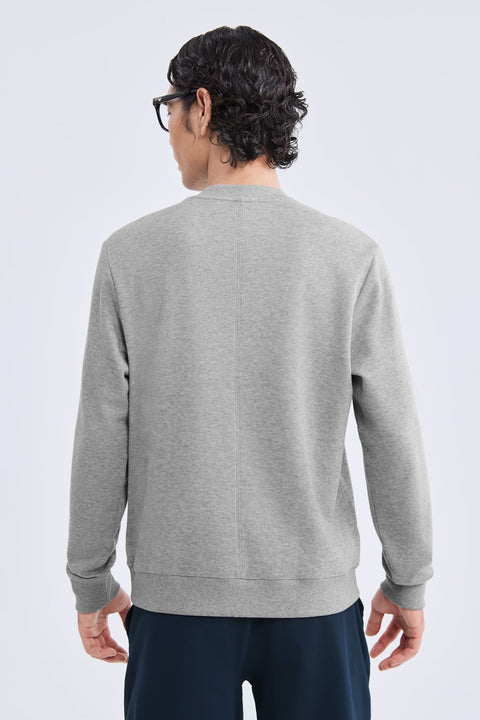 Merino-Blend French Rib Crew Neck Sweater | Grey EBC054