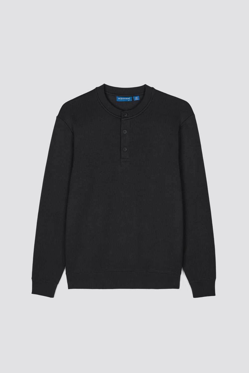 HeatGuard French Rib Henley Neck Sweater | Black BKFD01