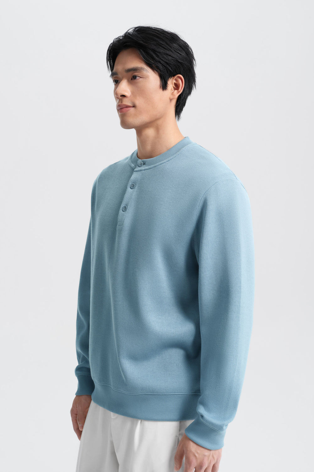 HeatGuard French Rib Henley Neck Sweater | Citadel Blue PT4111