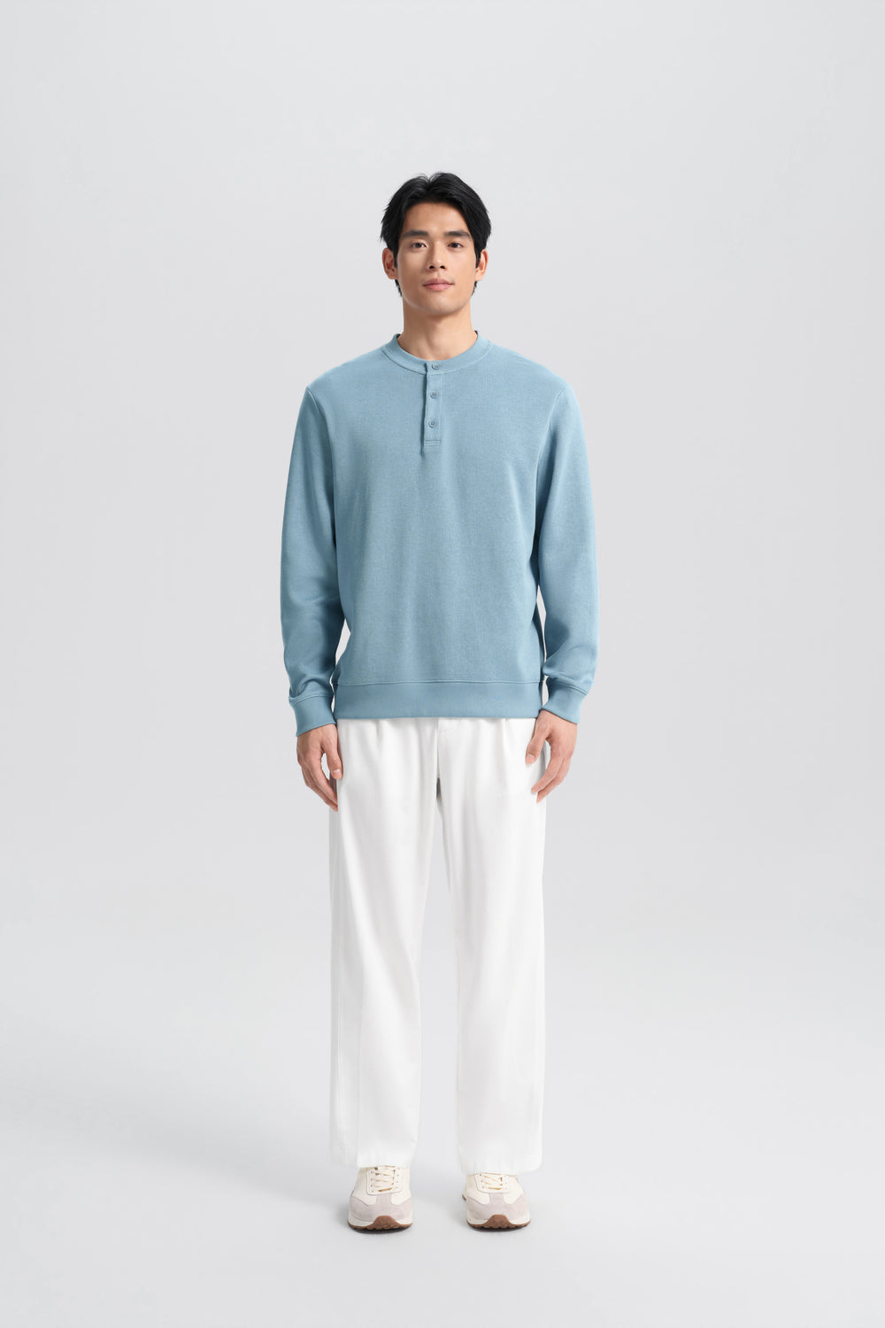 HeatGuard French Rib Henley Neck Sweater | Citadel Blue PT4111