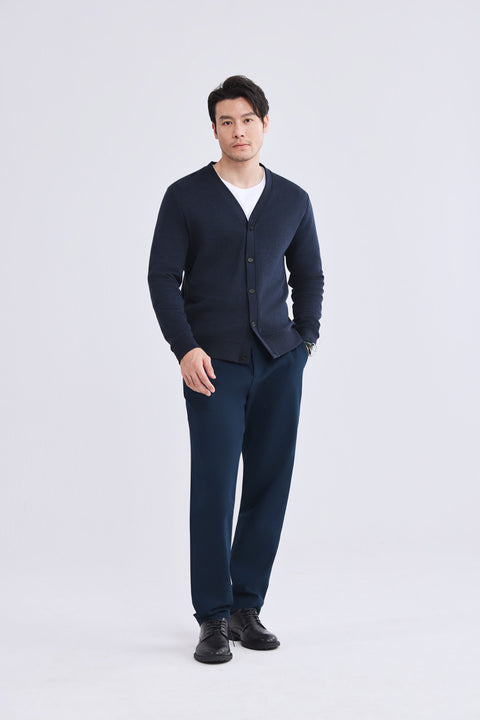 Merino-Blend French Rib Cardigan | Navy EB1244