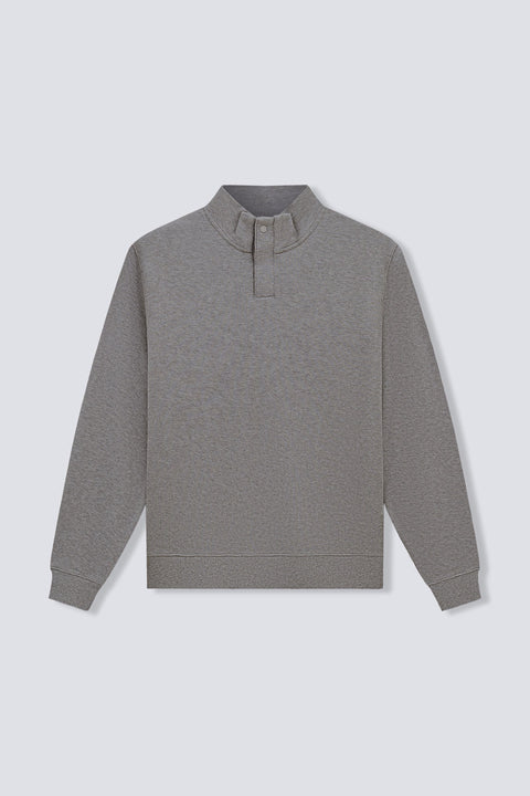 Cotton Yak Ribbed Jacquard Concealed Quarter-Zip Sweater | Grey VE3874