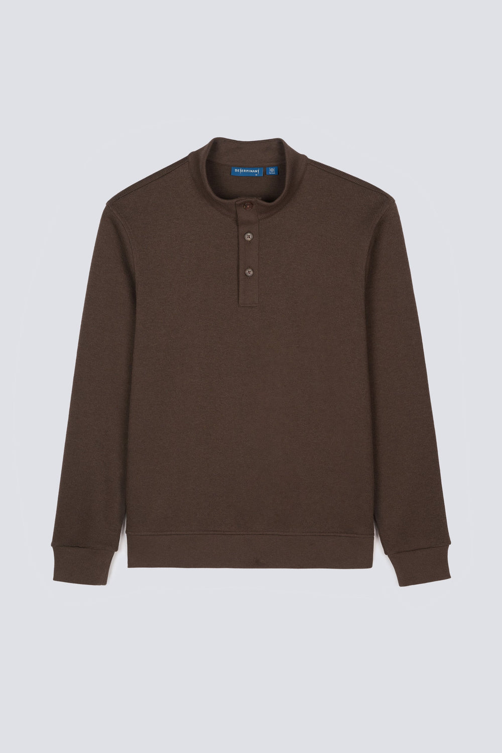 Cotton Yak Ribbed Jacquard Stand Collar Sweater | Deep Brown VE3771