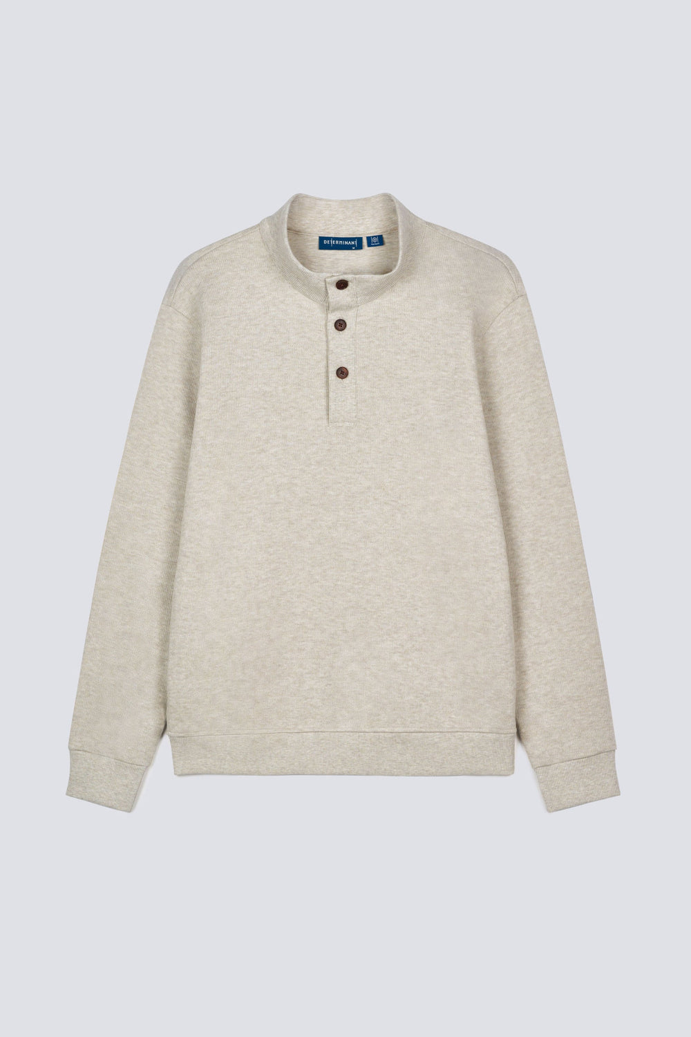 Cotton Yak Ribbed Jacquard Stand Collar Sweater | Light Khaki E4Y189