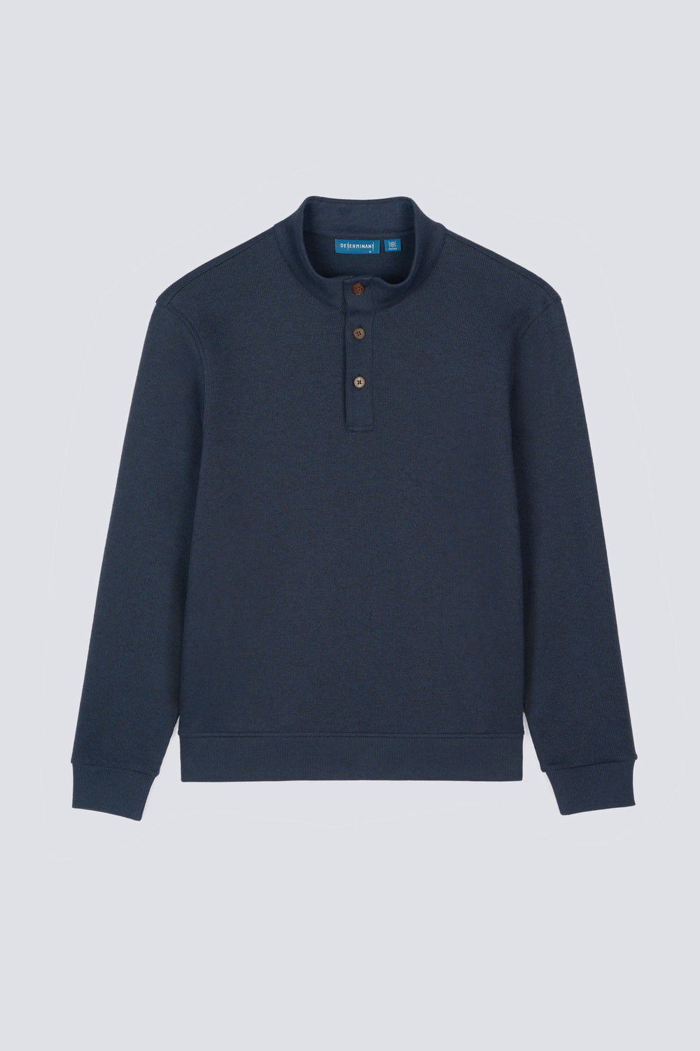 Cotton Yak Ribbed Jacquard Stand Collar Sweater | Navy EB1244