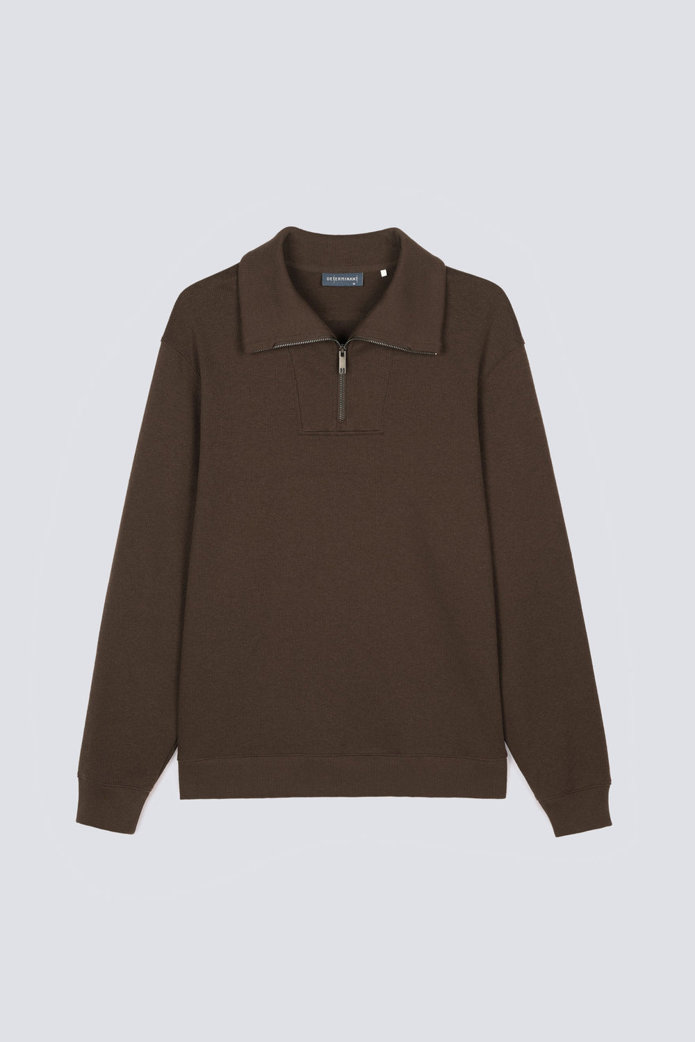 Cotton Yak Ribbed Jacquard Quarter-Zip Sweater | Deep Brown VE3771