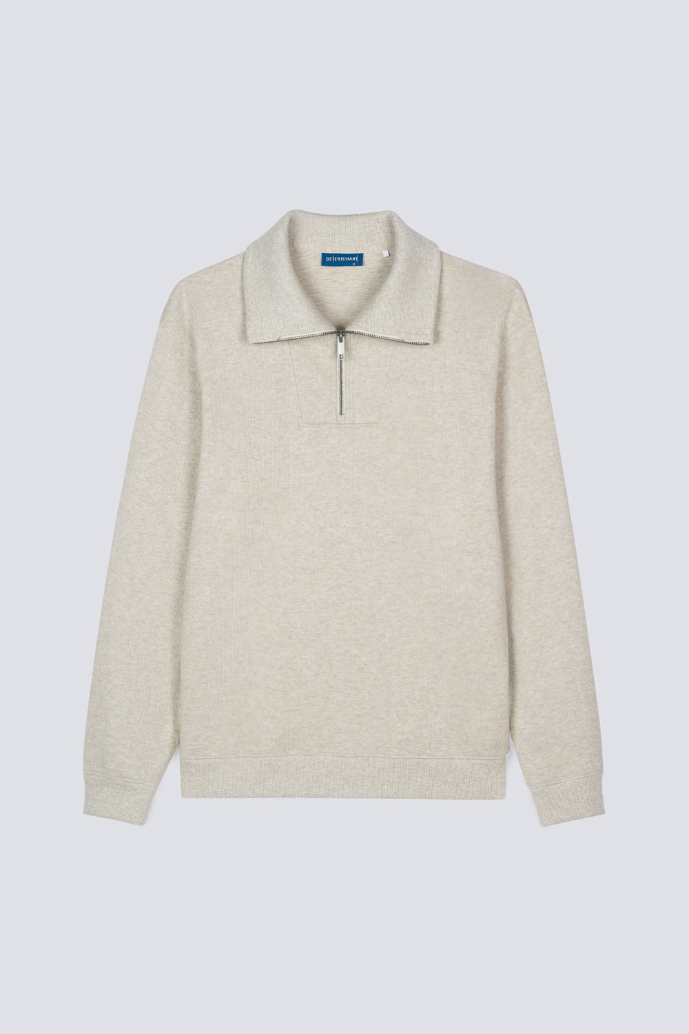 Cotton Yak Ribbed Jacquard Quarter-Zip Sweater  | Light Khaki E4Y189