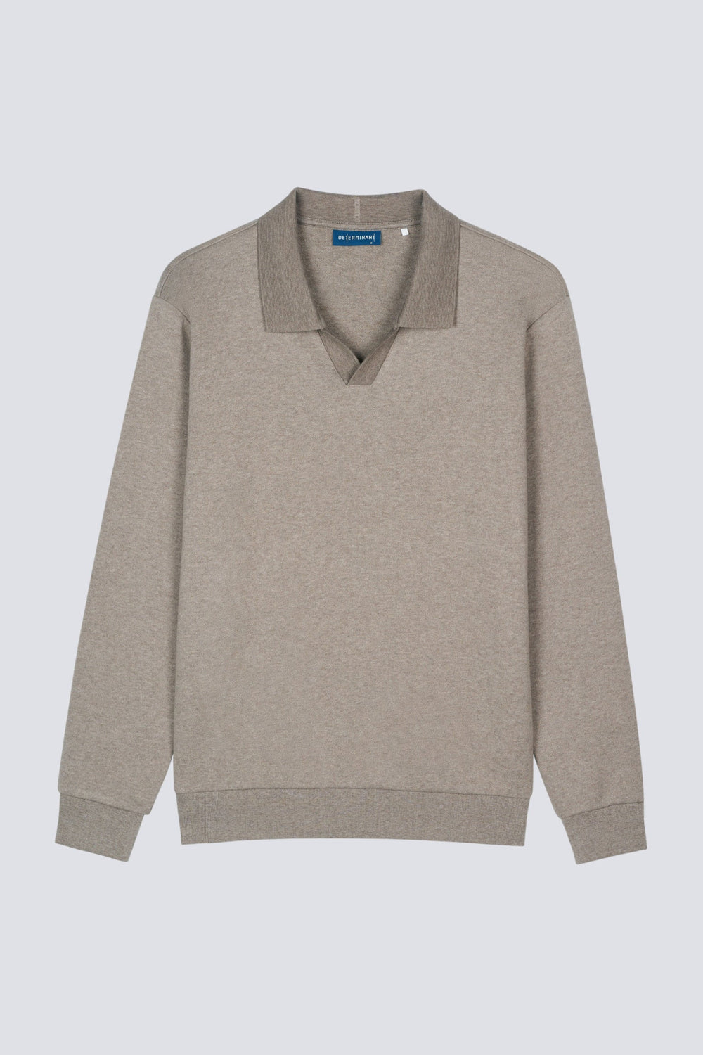 Cotton Yak Johnny Collar Sweater | Heather Oak Khaki VE5136 Flat Lay