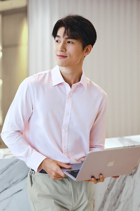 Wrinkle-Free Twill Dress Shirt | Lavender Forest Plain 30028N