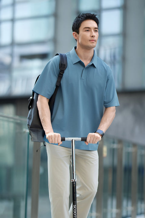 VISDRY™ Concealed Placket Sharp Pique Polo | Mystic Blue BLE128
