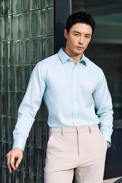 VISDRY™ Twill Dress Shirt | Light Blue Stripes 18151N