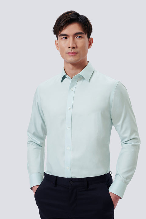 Wrinkle-Free Twill Dress Shirt | Light Green Check 15965N