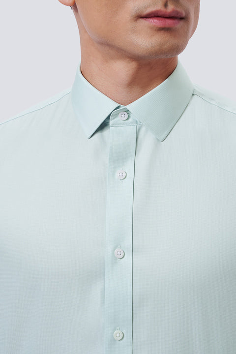 Wrinkle-Free Twill Dress Shirt | Light Green Check 15965N