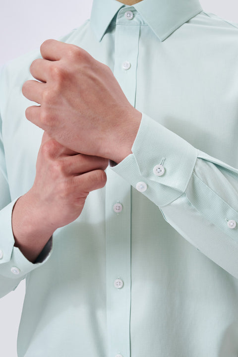 Wrinkle-Free Twill Dress Shirt | Light Green Check 15965N