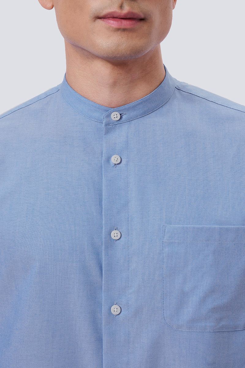 Mandarin Color:blue Oxford Mandarin Collar Casual Shirt | Blue | Shop Men's Casual Shirt ...
