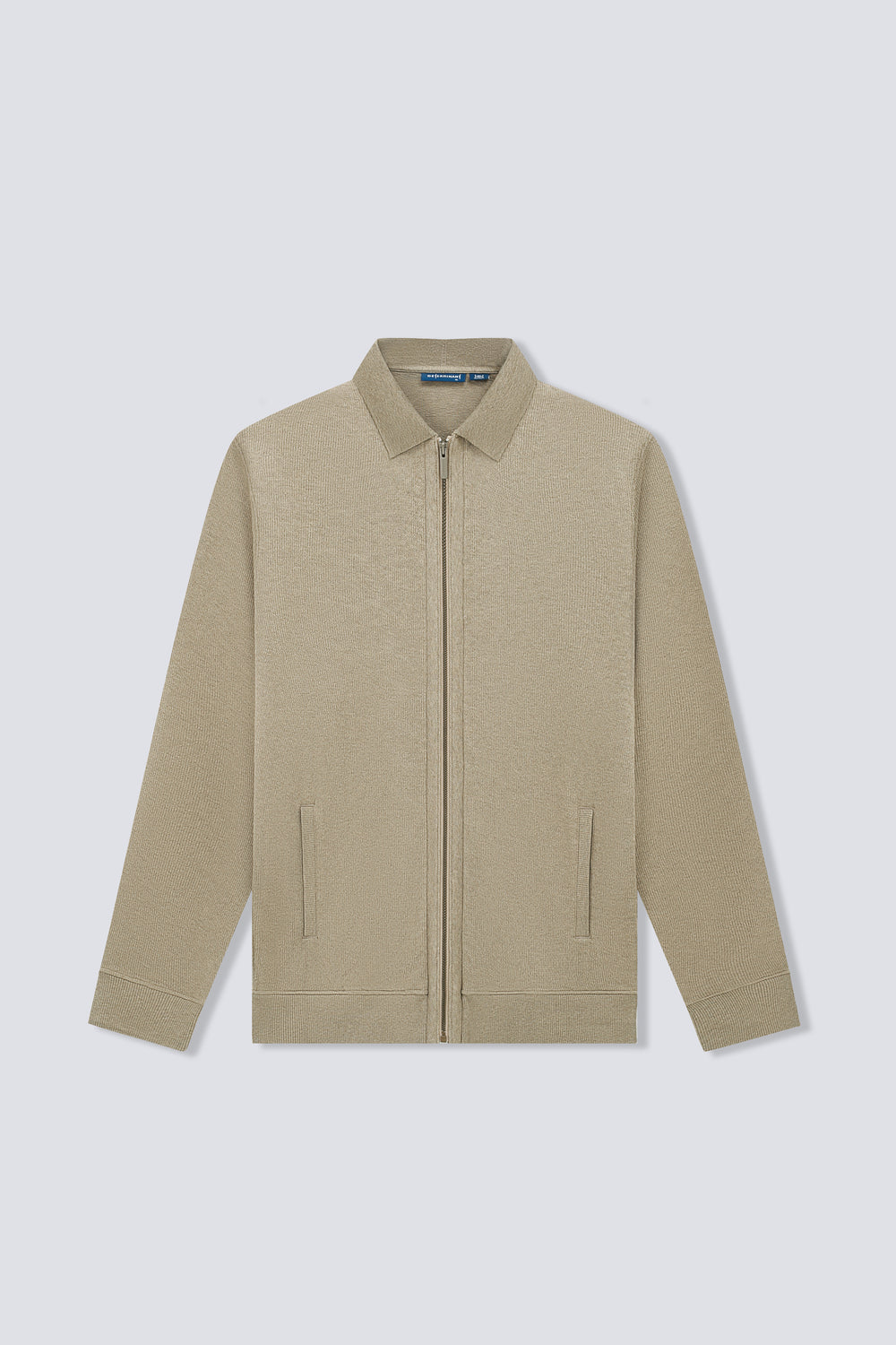 Cotton Yak Ribbed Jacquard Full-Zip Jacket | Taupe Khaki VE3083