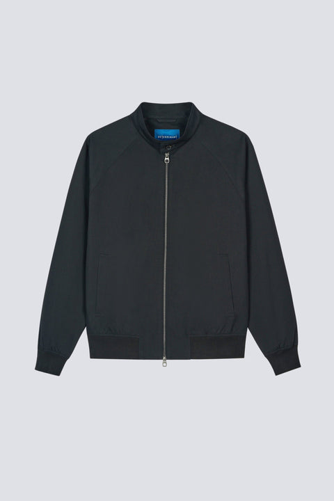Lightweight Harrington Jacket | Black BKFD01 — Flat Lay