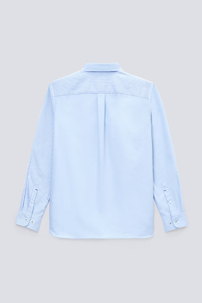 Oxford Button-Down Color Blocked Casual Shirt | Light Blue / Light Blue Stripes 37820N