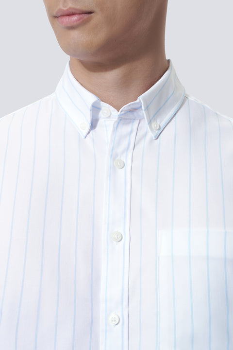 Oxford Button-Down Casual Shirt | Light Blue Stripes 817NZZ