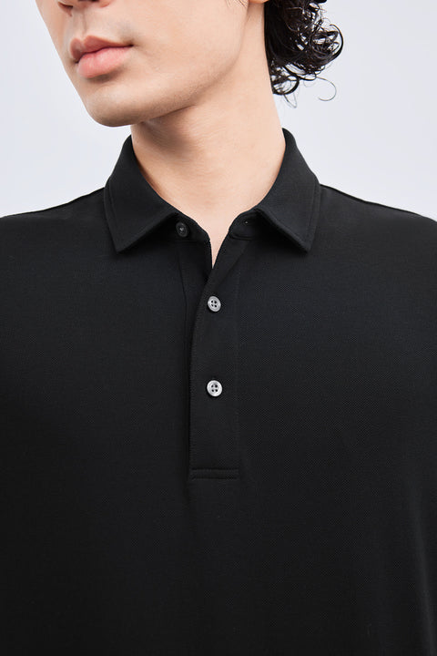 Waterless Dye Pique Polo | Black BKYD01