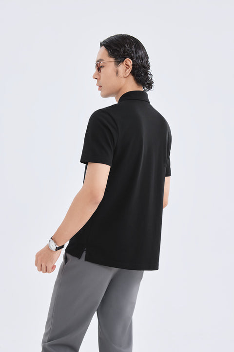 Waterless Dye Pique Polo | Black BKYD01