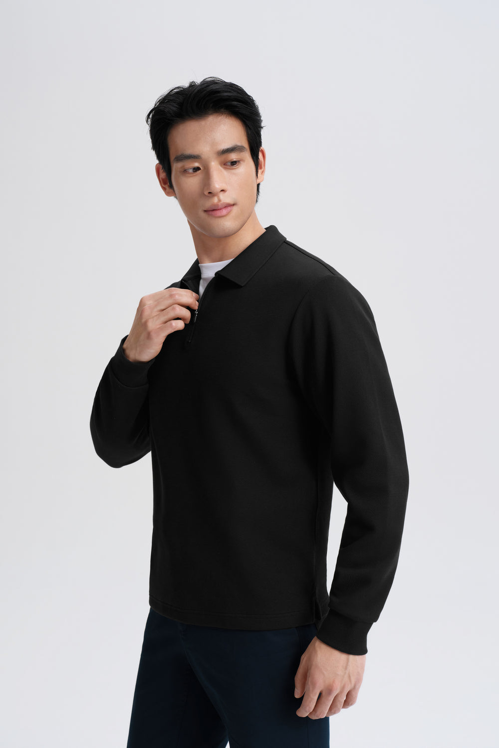 HeatGuard Quarter-Zip Long Sleeve Polo | Black BKFD01