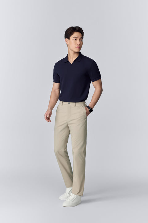 Waffle-Knit Buttonless Polo | Navy NNY096