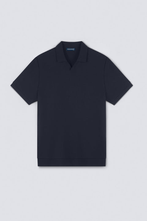 Waffle-Knit Buttonless Polo | Navy NNY096