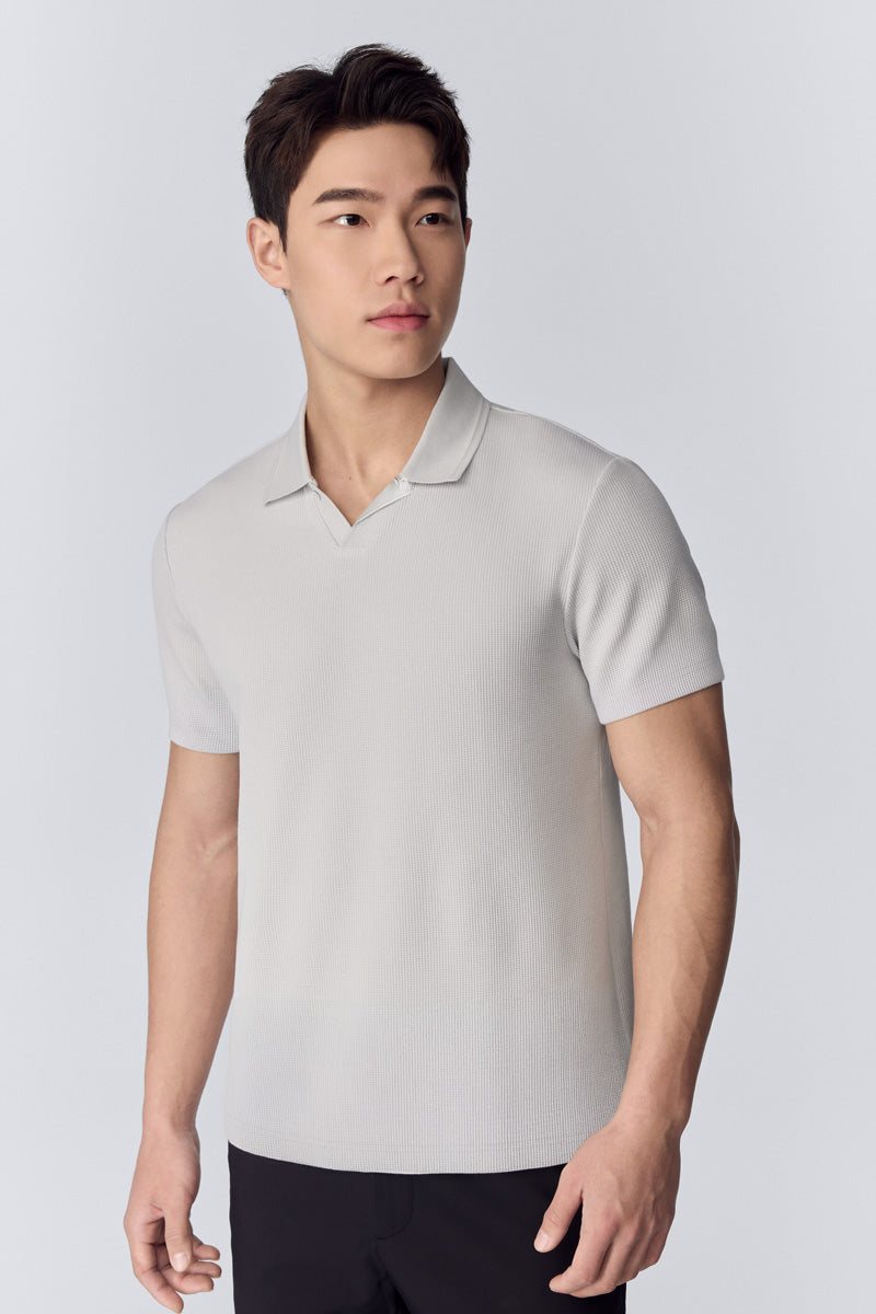 華夫格紋Polo  | 淺灰 GYFL01