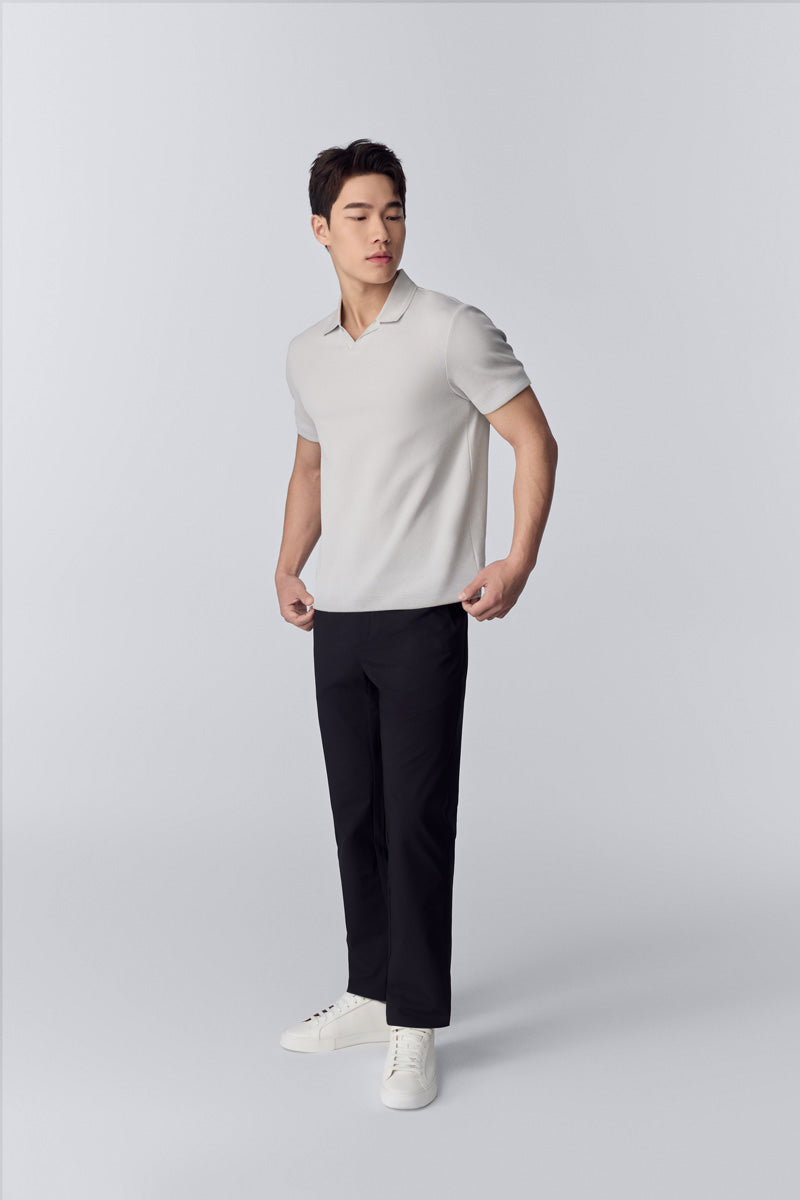 華夫格紋Polo  | 淺灰 GYFL01