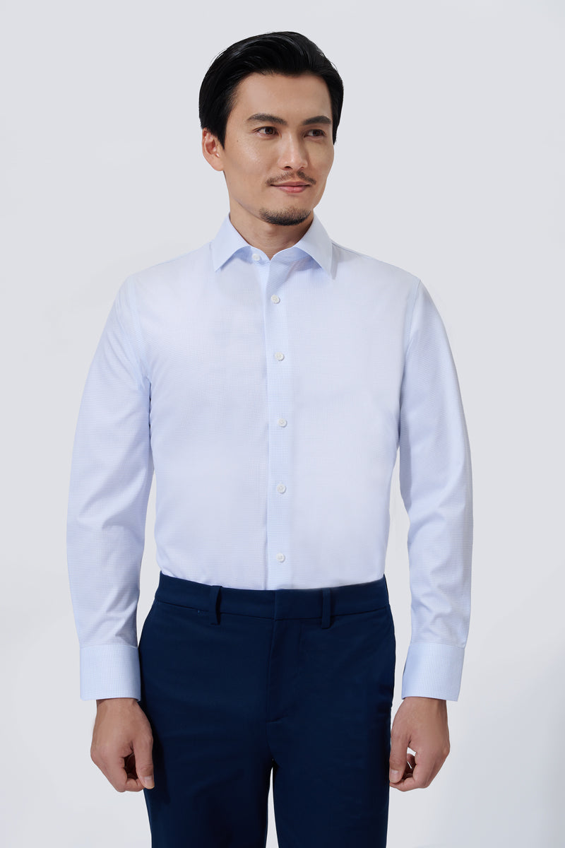 極致絲棉商務襯衫 |藍 格紋 2741DK
