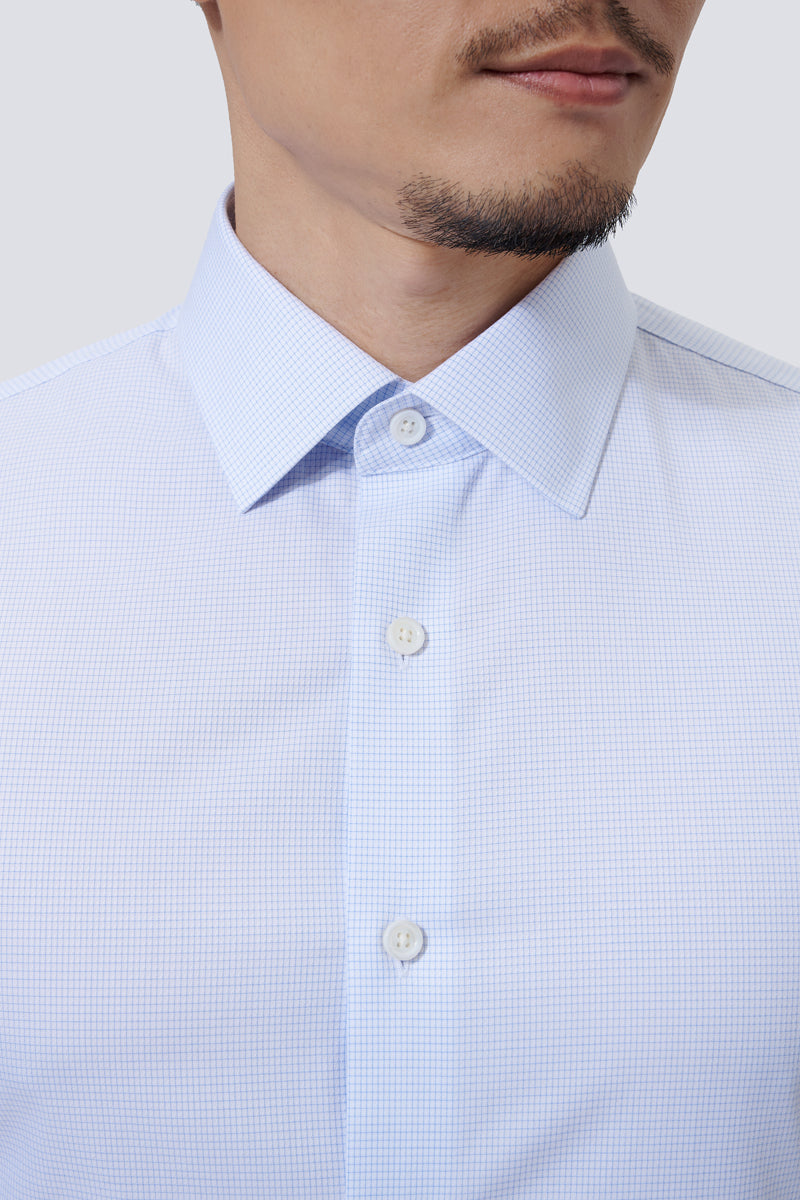 Supreme Cotton-Silk Dress Shirt | Blue Check 2741DK