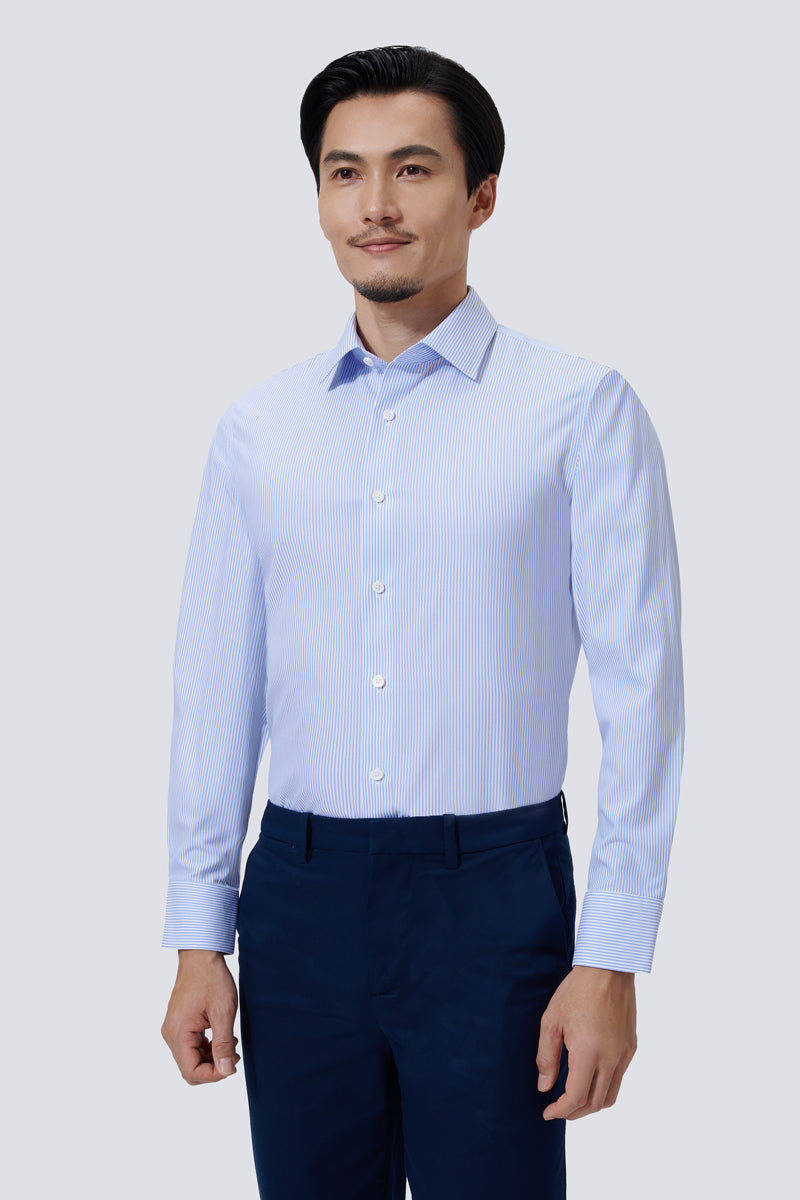 極致絲棉商務襯衫 |藍 條紋 2740DK