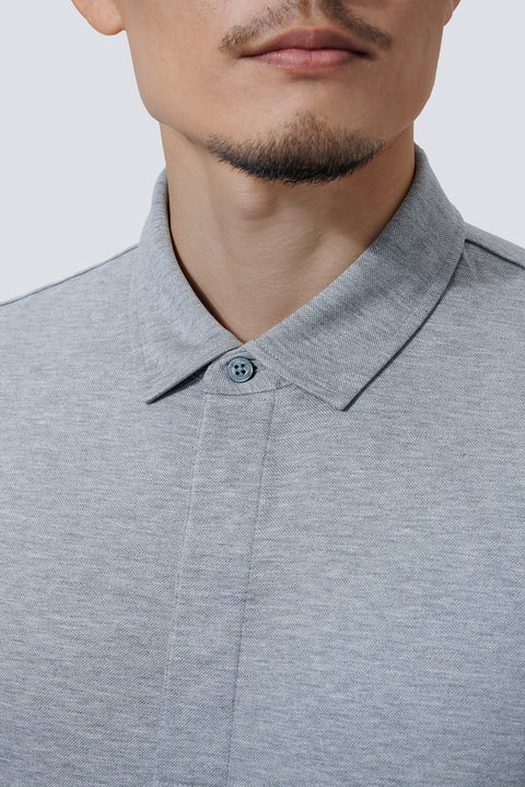 Supreme Cotton-Silk Pique Polo | Grey BC5028