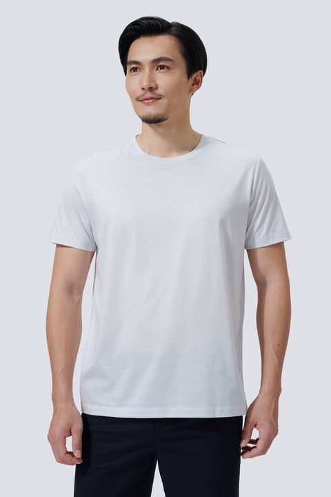 Supreme Cotton-Silk Crew Neck T-Shirt | Light Grey BLE038