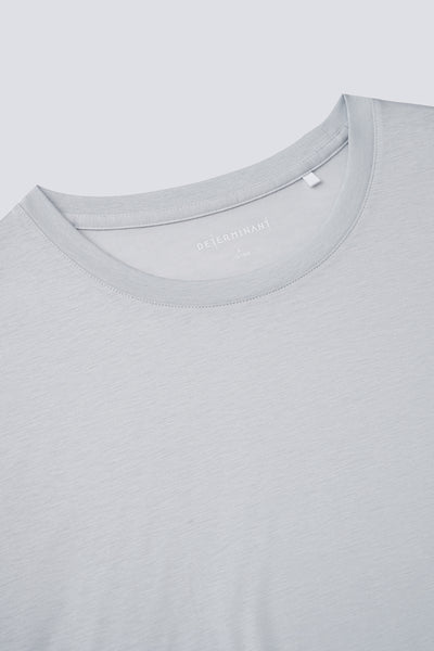 Supreme Cotton-Silk Crew Neck T-Shirt | Light Grey BLE038
