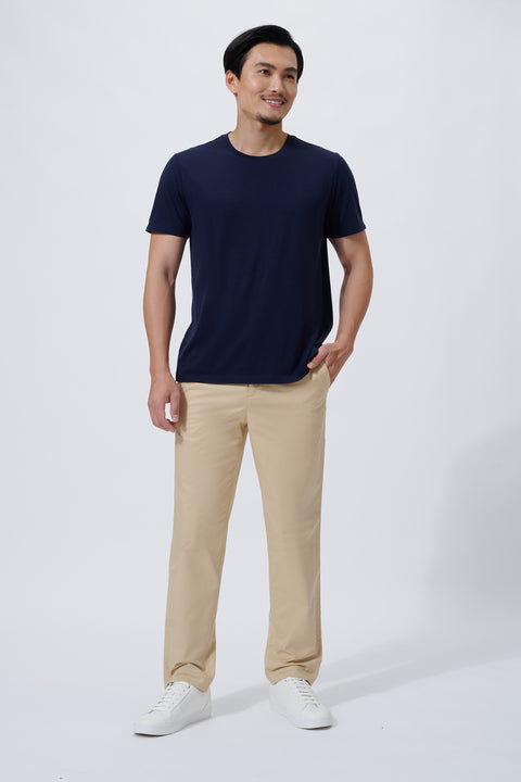 Supreme Cotton-Silk Crew Neck T-Shirt | Navy NYYD01