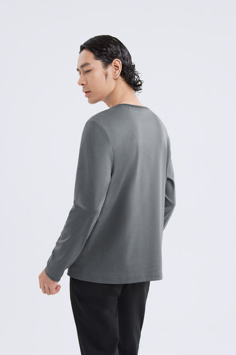 Waterless Dye Long Sleeve Crew Neck T-Shirt | Stone Grey GYYL01