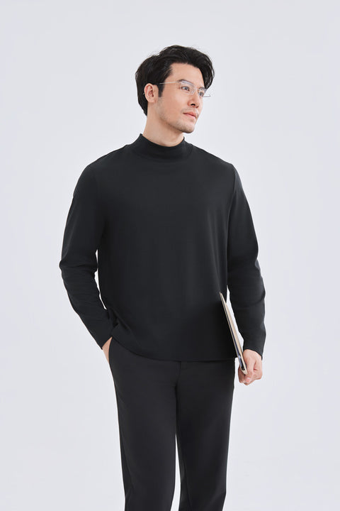 HeatGuard Mock Neck Long Sleeve T-Shirt | Black BKFD01