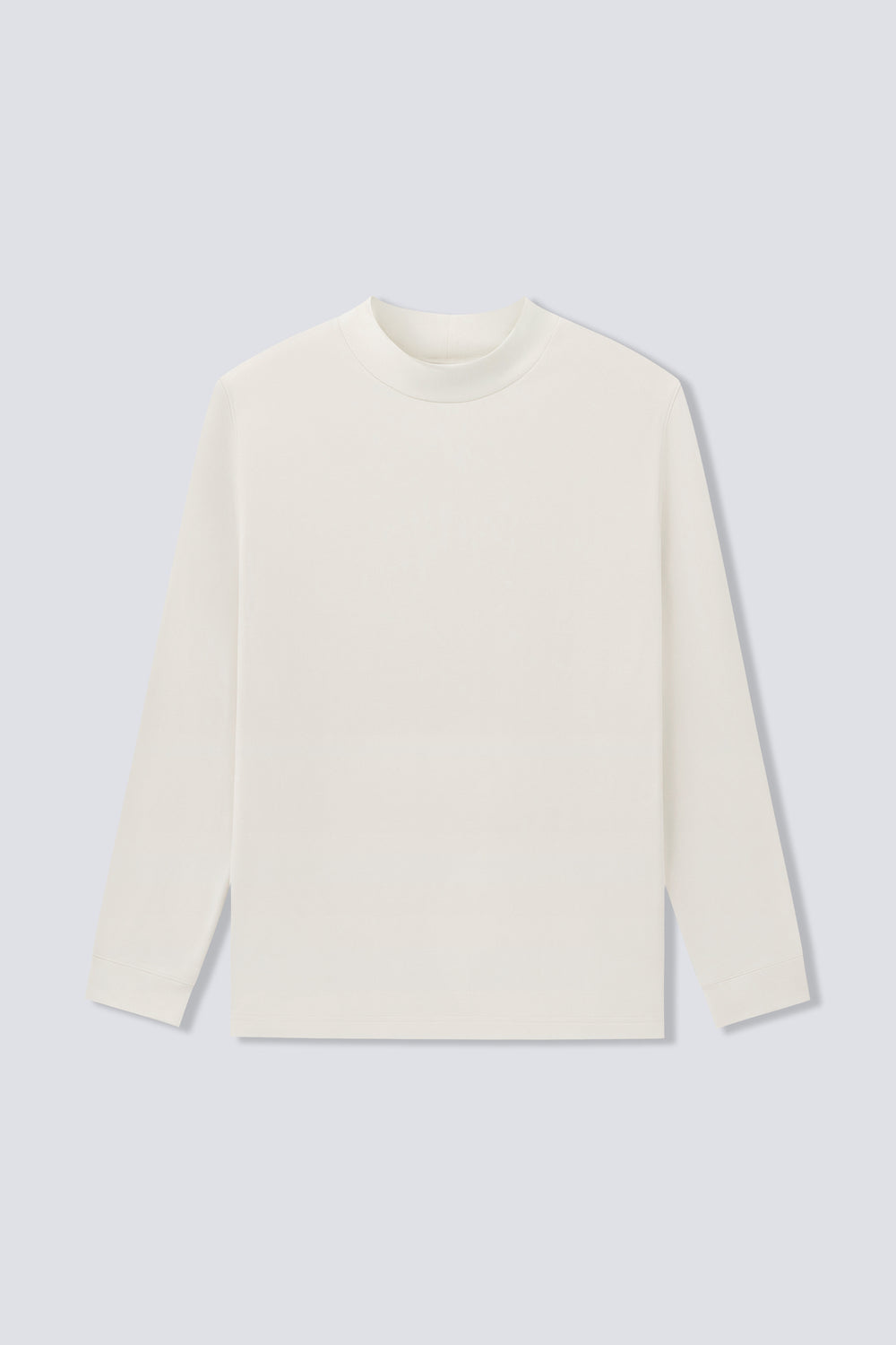HeatGuard Mock Neck Long Sleeve T-Shirt | Off White BG5839 — Flat Lay