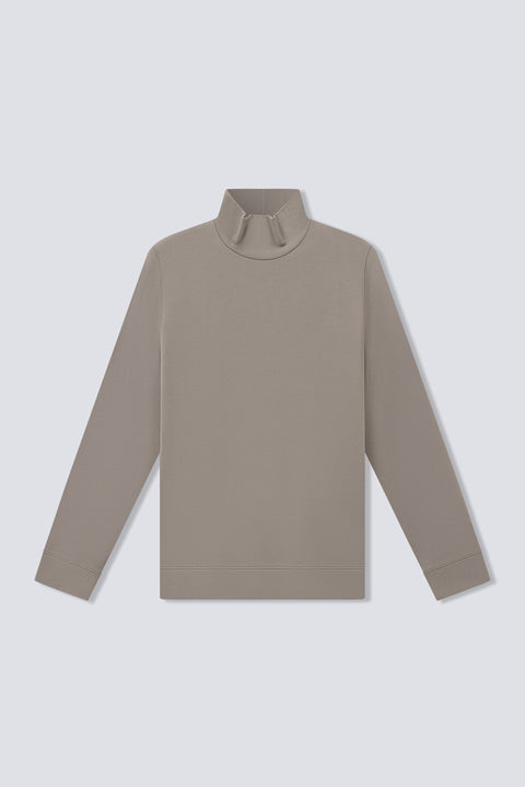 HeatGuard Turtleneck Long Sleeve T-Shirt | Taupe Khaki GYFD01 — Flat Lay