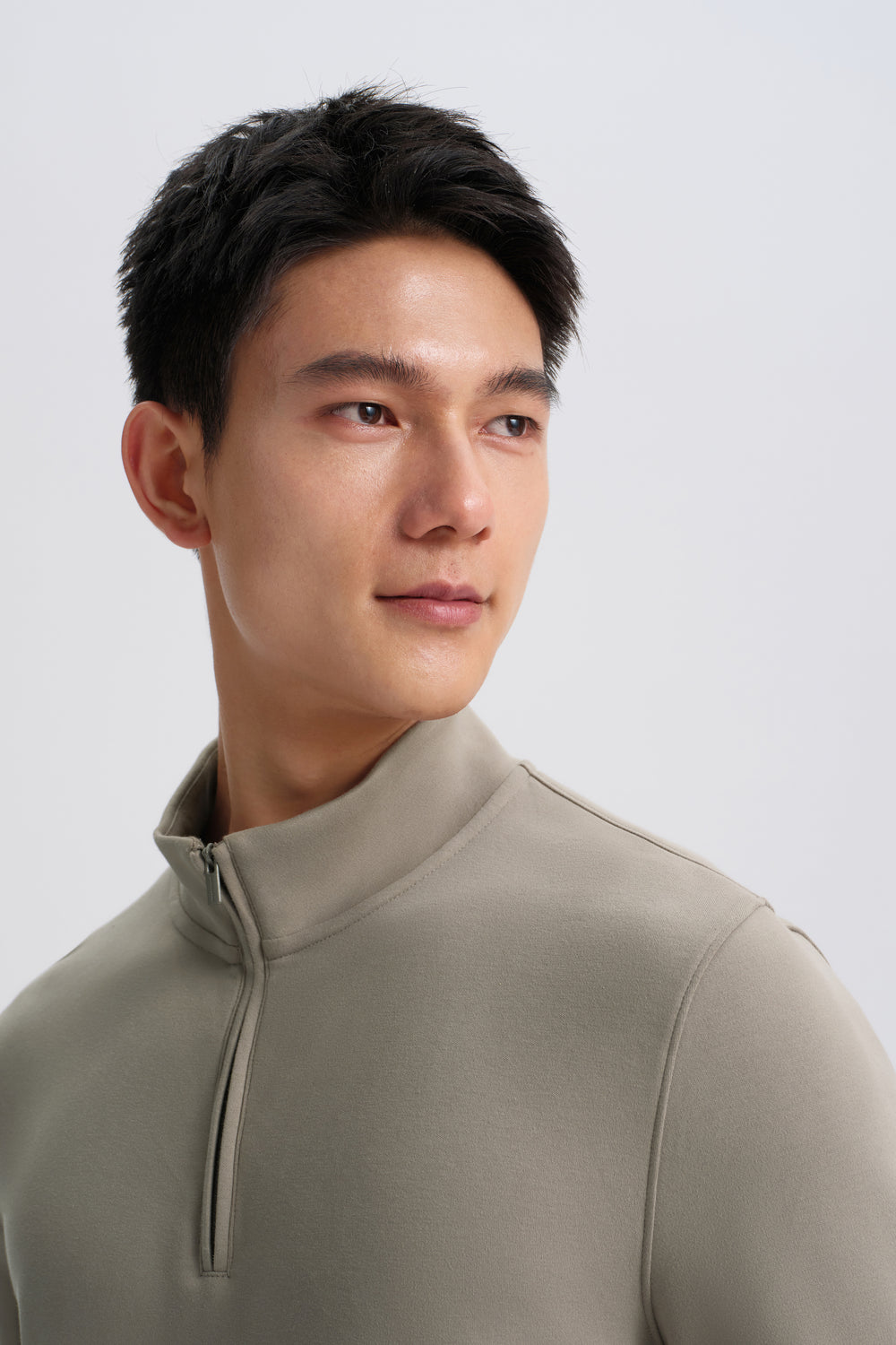 HeatGuard Quarter-Zip Long Sleeve T-Shirt | Taupe Khaki GYFD01 — On Model