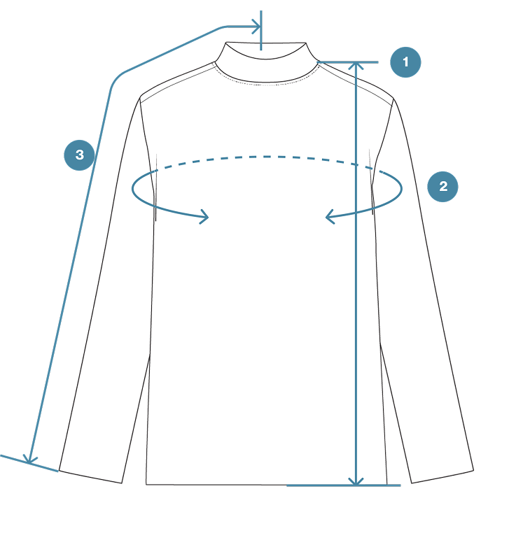 How to Measure Merino-Blend Turtleneck Long Sleeve T-Shirt