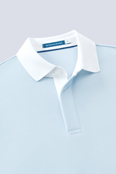 VISDRY™ Pique Contrast Collar Polo | Light Blue BLE237